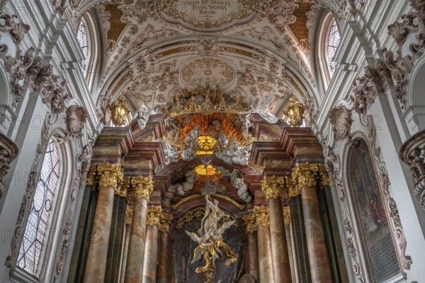 Chancel with the Assumption of the Virgin Mary, a work by the Asam brothers built between 1717 and 1723, Abbey Church of the Assumption of the Virgin Mary, Rohr, Lower Bavaria, Germany