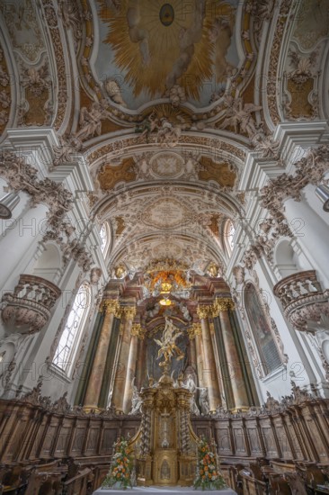 Chancel with the Assumption of the Virgin Mary, a work designed by Egid Quirin Asam between 1717 and 1723, Abbey Church of the Assumption of the Virgin Mary, Rohr, Lower Bavaria, Germany