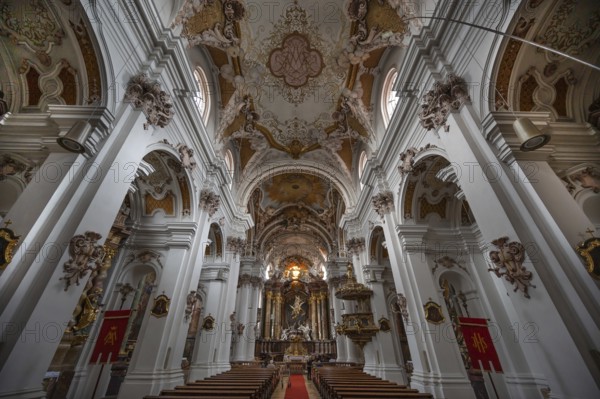 Interior of the abbey church created by the Asam brothers, Assumption of the Virgin Mary, built between 1717 and 1723, Rohr, Lower Bavaria, Germany