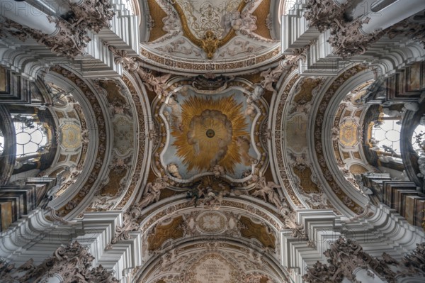 Dome vault and frescoes of the Abbey Church of the Assumption of the Virgin Mary, created by the Asam brothers between 1717 and 1723, Rohr, Lower Bavaria, Germany