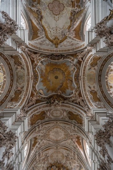 Dome vault and frescoes of the Abbey Church of the Assumption of the Virgin Mary, created by the Asam brothers between 1717 and 1723, Rohr, Lower Bavaria, Germany