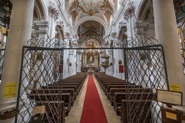 Interior of the abbey church created by the Asam brothers, Assumption of the Virgin Mary, built between 1717 and 1723, Rohr, Lower Bavaria, Germany
