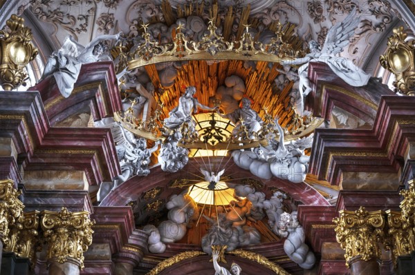 Detail of the chancel with the Assumption of the Virgin Mary, a work by the Asam brothers built between 1717 and 1723, Abbey Church of the Assumption of the Virgin Mary, Rohr, Lower Bavaria, Germany