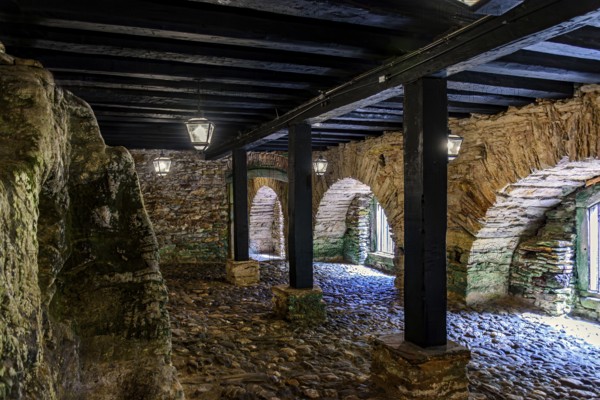 Interior of an antique slave quarters in the basement of an old house in the historic city of Ouro Preto in Minas Gerais, Ouro Preto, Minas Gerais, Brazil