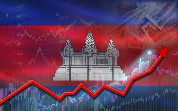 Cambodia economic growth on financial graph. Cambodia financial growth on market graph