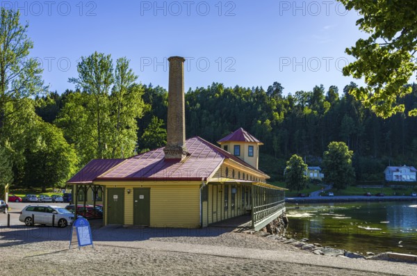 Former spa and bath building at Gustafsberg, a historic spa and bathing resort on the Byfjord in Uddevalla, Bohuslän, Västra Götalands län, Sweden
