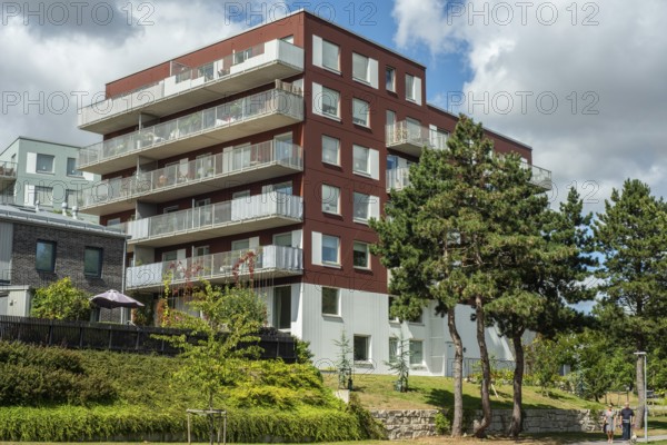 Modern apartment building built in 2020 in Ystad, Skåne County, Sweden, Scandinavia