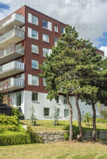 Modern apartment building built in 2020 in Ystad, Skåne County, Sweden, Scandinavia