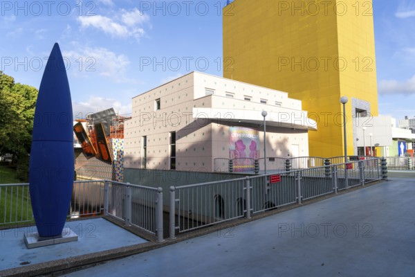 The Groninger Museum, art museum in various buildings in Groningen, between the central station and city centre on a canal island, Netherlands