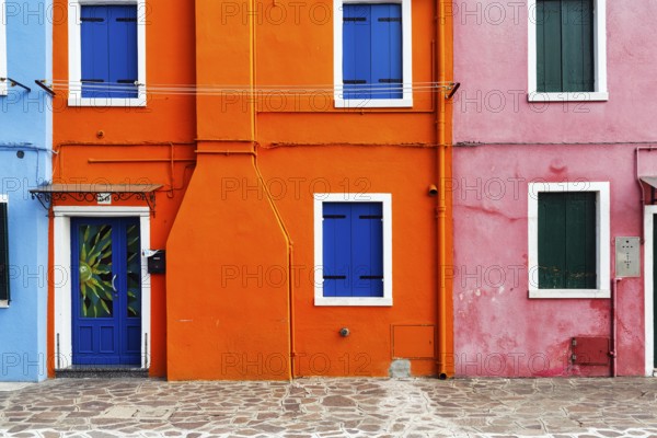 Colourful façade detail, Burano, island in the Venice lagoon, Italy