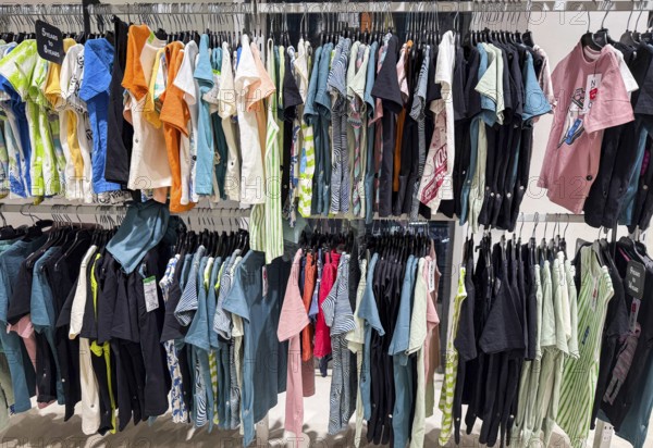 T-shirts display at Zudio store in Guwahati, India, during a monsoon season sale on August 1, 2025