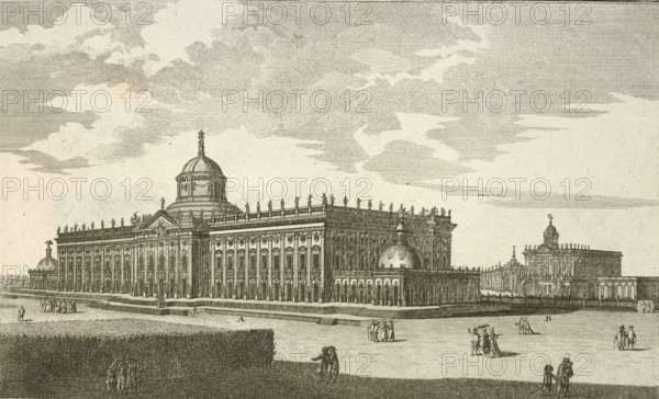 Royal Palace near Potsdam, main façade, Germany, around 1880, digitally restored reproduction of a 19th century illustration, historical, exact date unknown