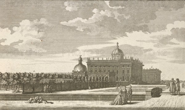 The royal palace near Potsdam, Germany, around 1880, digitally restored reproduction of a 19th century illustration, historical, exact date unknown