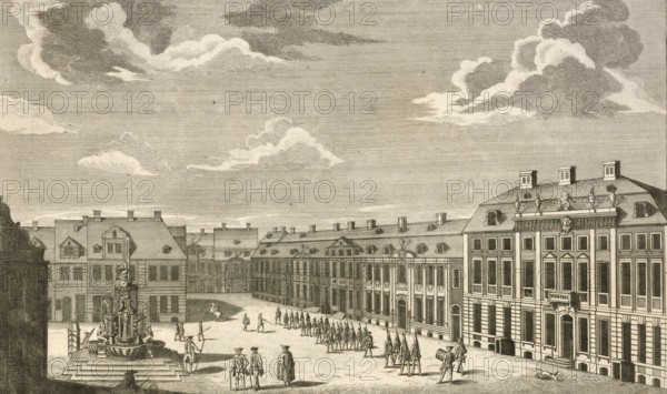 The horse market in Stettin, Germany, around 1880, digitally restored reproduction of a 19th century illustration, historical, exact date unknown