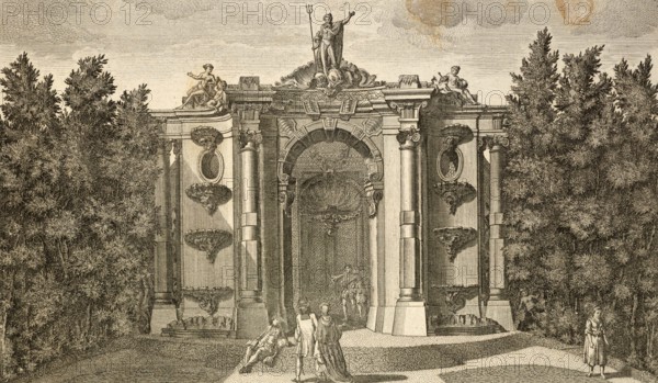 Grotto in the royal garden of Sanssouci in Potsdam, Germany, around 1880, digitally restored reproduction of a 19th century illustration, historical, exact date unknown