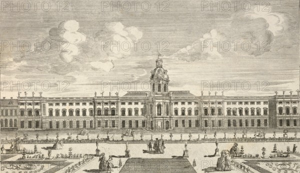 Royal Palace in Charlottenburg, garden side, Germany, around 1880, digitally restored reproduction of a 19th century illustration, historical, exact date unknown