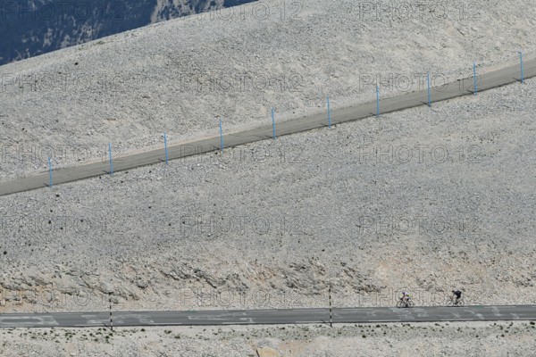 Cyclist riding on Mont Ventoux, Provence, France