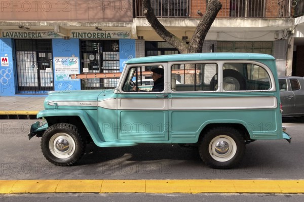 Very well maintained vintage Willys Jeep Station Wagon from IKA (Industrias Kaiser Argentina), seen in Buenos Aires, Argentina
