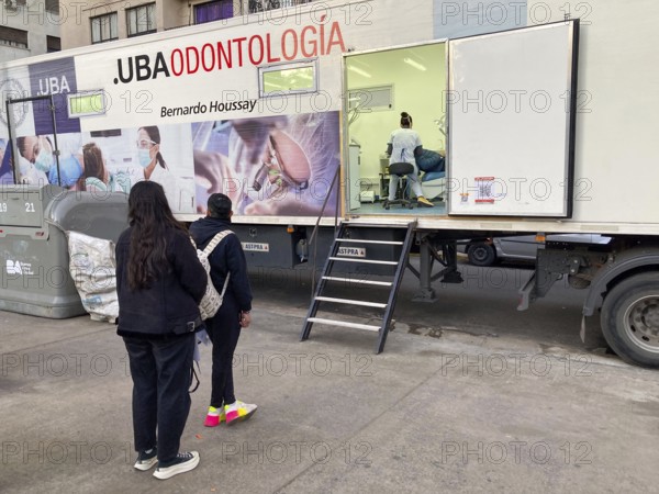 Mobile dental practice in a lorry, free dental treatment in Buenos Aires, Argentina