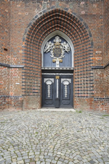 Church door of St. Nikolai Church UNESCO, Brick Gothic, Brick church, Portal, Wismar, Mecklenburg-Western Pomerania, Germany