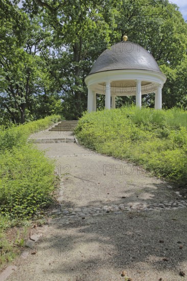 Classicist round youth temple with columns, round temple, pavilion, monopteros, palace garden, Schwerin, Mecklenburg-Vorpommern, Germany
