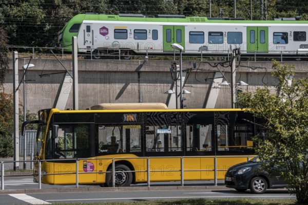 Public transport stop, bus station, local buses in Essen-Steele, bus and S-Bahn junction, Essen, North Rhine-Westphalia, Germany