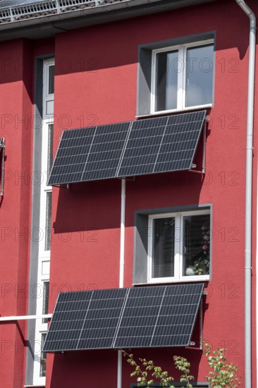 Residential building with photovoltaic modules on the façade North Rhine-Westphalia, Germany