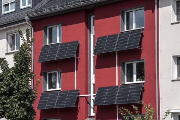 Residential building with photovoltaic modules on the façade North Rhine-Westphalia, Germany