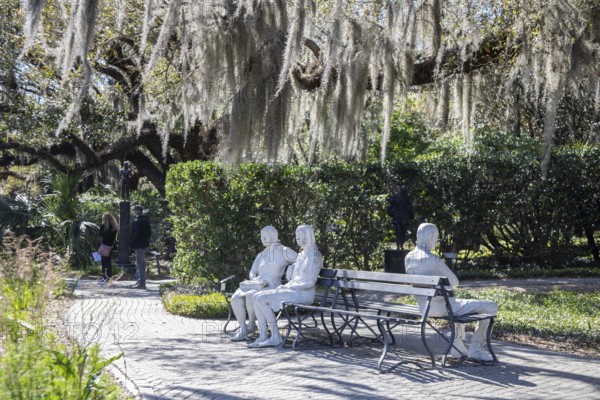 New Orleans, Louisiana - The sculpture garden at the New Orleans Museum of Art in City Park. Three Figures and Four Benches is by George Segal