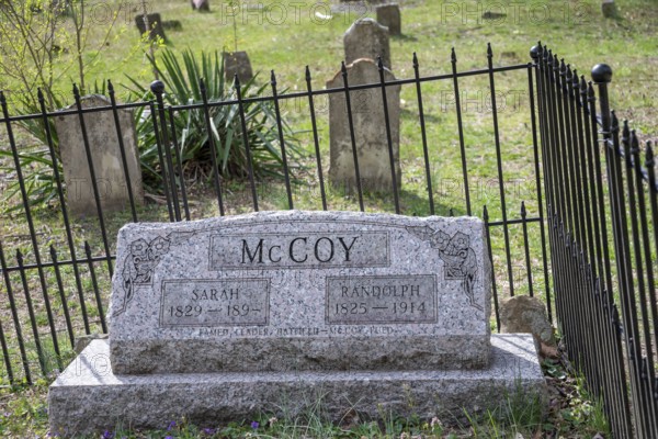 Pikeville, Kentucky - The grave of Randolph McCoy and his wife (and first cousin) Sarah. Randolph in the Dils Cemetery. McCoy was the leader of the McCoy clan during the Hatfield-McCoy feud in the late 19th century