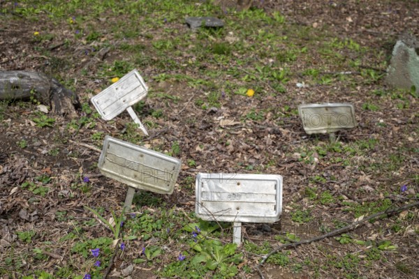 Pikeville, Kentucky - Grave markers with only a number to identify the deceased in the Dils Cemetery. The Dils Cemetery was the first racially integrated burial ground in eastern Kentucky. Along with Randolph McCoy of the Hatfield-McCoy feud, 130 African-Americans were buried here, but only 49 have been identified