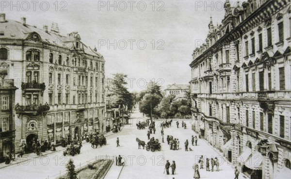 The Lower Opera Street in Bayreuth in 1910, Upper Franconia, Bavaria, Germany, Historical, digitally restored reproduction from a 19th century original, Record date not stated