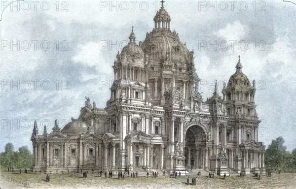 The new construction of Berlin Cathedral according to the plan by Julius Raschdorff, 1895, Germany