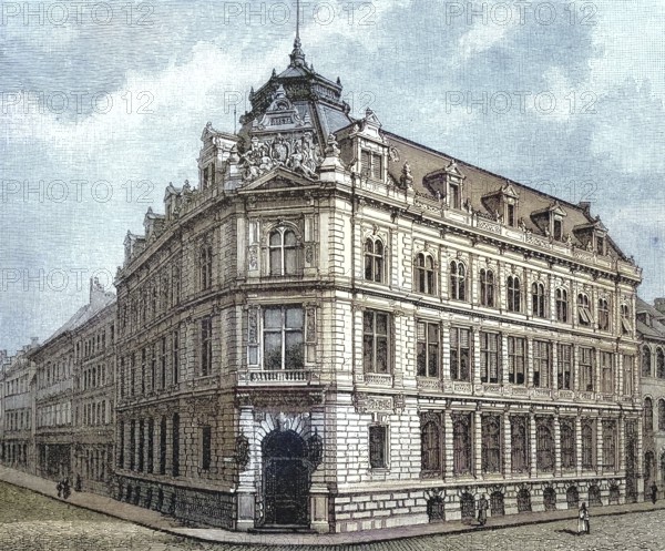 The Bayrische Vereinsbank in Munich, around 1880, Germany