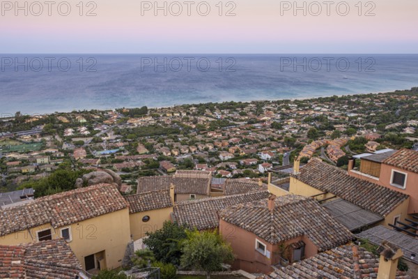 From the summit of Monte Nai you have an unobstructed view over the Costa Rei, a touristy stretch of coastline on the Mediterranean island of Sardinia, Sardinia, Costa Rei, Italy
