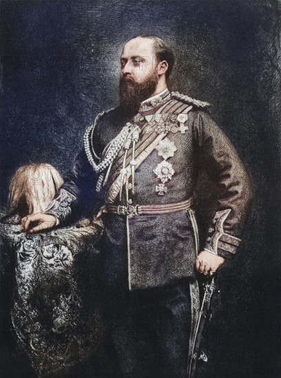 Edward, Prince of Wales, later Edward VII, 1841 to 1910, during his visit to India in 1875/76, King of the United Kingdom and the British Dominions and Emperor of India. From Edward VII, His Life and Times, published in 1910, digitally restored reproduction of a 19th century original (coloured), historical, exact date unknown