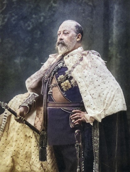 Edward VII, 1841 to 1910, King of the United Kingdom and the British Dominions and Emperor of India. From Edward VII, His Life and Times, published in 1910, digitally restored reproduction of a 19th century original (coloured), historical, exact date unknown