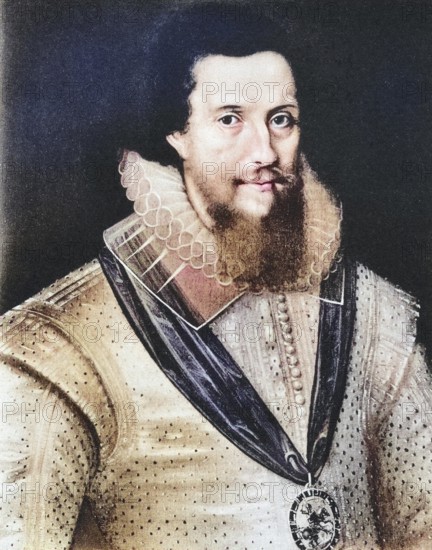 Robert Devereux, 2nd Earl of Essex, 1565 to 1601, English nobleman and favourite of Elizabeth I, digitally restored reproduction of a 19th century original (coloured), historical, exact date unknown