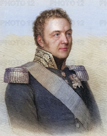 Bertrand, Count Clausel (or Clauzel) 1772 to 1842, Marshal of France, digitally restored reproduction of an original (coloured) from the 19th century, historical, exact date unknown