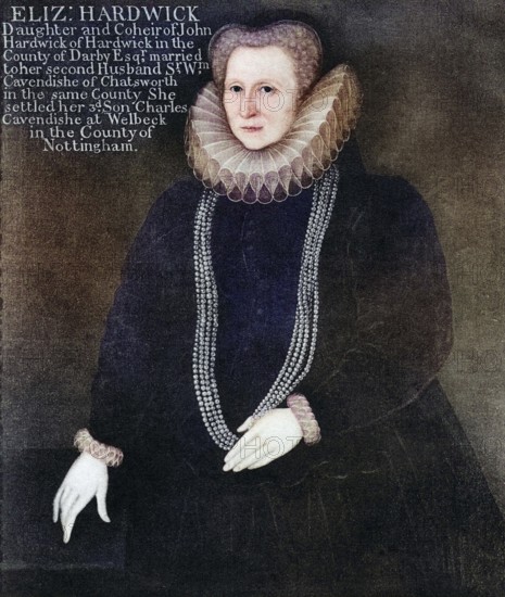 Elizabeth Talbot, Countess of Shrewsbury, ca. 1521 to 1608, known as Bess of Hardwick, digitally restored reproduction of an original (coloured) from the 19th century, historical, exact date unknown