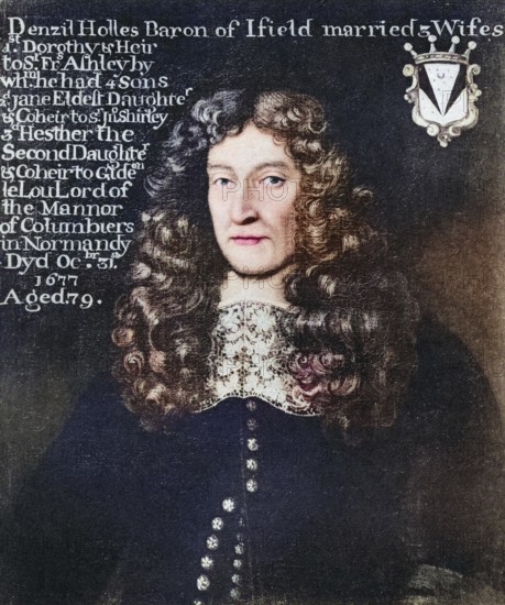Denzil Holles, 1st Baron Holles, 1599 to 1680, English statesman and writer, digitally restored reproduction of an original (coloured) from the 19th century, historical, exact date unknown