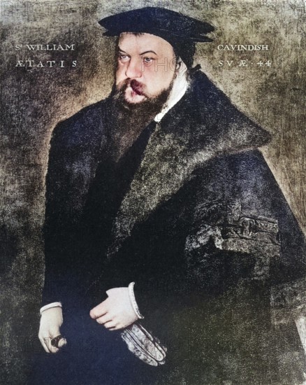 Sir William Cavendish, ca. 1505 to 1557, English courtier, digitally restored reproduction of a 19th century original (coloured), historical, exact date unknown