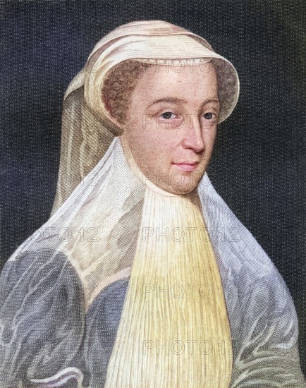 Mary Stuart, Queen of Scots, 1542 to 1587, also known as Mary Stuart or Mary I of Scotland. Reigning Queen of Scotland from 14 December 1542 to 24 July 1567 and Queen of France from 10 July 1559 to 5 December 1560. From Iconographia Scotica or Portraits of Famous Personages of Scotland, published in 1797, digitally restored reproduction of a 19th century original (coloured), historical, exact date unknown