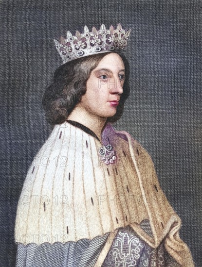 James III, King of Scots, 1451 to 1488, from Iconographia Scotica or Portraits of Famous Personages of Scotland, published 1797, digitally restored reproduction of a 19th century original (coloured), historical, exact date unknown