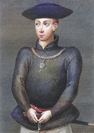 King James II of Scotland, 1430 to 1460, King of the Scots. From Iconographia Scotica or Portraits of Famous Personages of Scotland, published 1797, digitally restored reproduction of a 19th century original (coloured), historical, exact date unknown