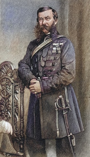 Field Marshal Sir John Linthorn Arabin Simmons, 1821 to 1903, British soldier. From the Strand Magazine, published in 1897, digitally restored reproduction of a 19th century original (coloured), historical, exact date unknown