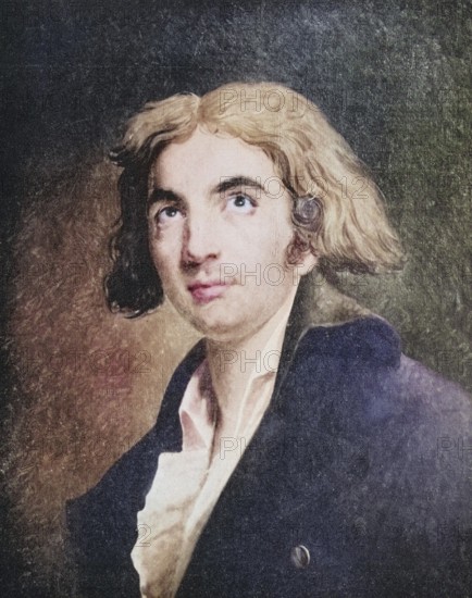 Marie-Joseph Blaise de Chenier, 1764 to 1811, French poet, playwright and politician, digitally restored reproduction of a 19th century original (coloured), historical, exact date unknown