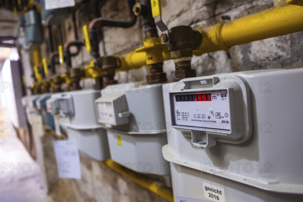 Gas meter in a cellar in Wuppertal, Germany, digitally reworked