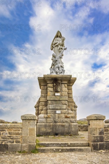 Notre-dame des naufragés sculpture at Pointe du raz in Bretagne, Crozon peninsula, Bretagne, France