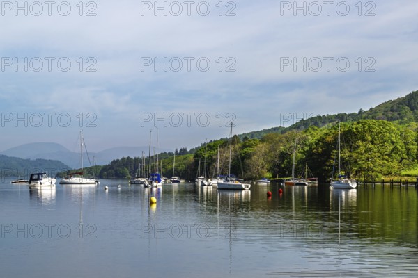 Boats on Windermere Lake, Fell Foot Park, Lake District, Cumbria, England, United Kingdom